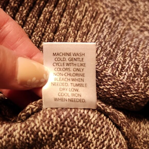 Flag & Anthem 100% Cotton Mock Neck Waffle Knit Sweater, Small, Brown White - Picture 8 of 9